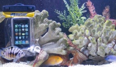 Waterproof iphone Case in fish tank